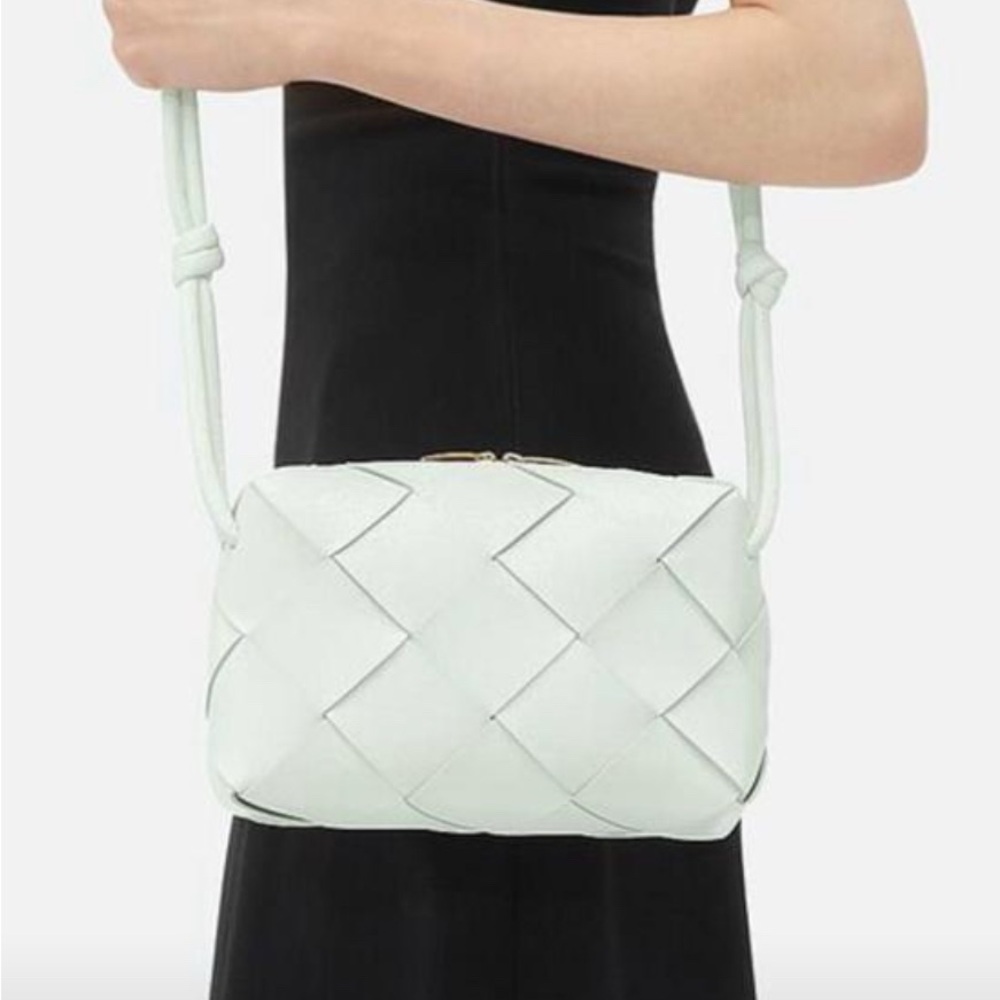 Bottega Veneta small loop bag in Glacier blue leather shoulder bag.